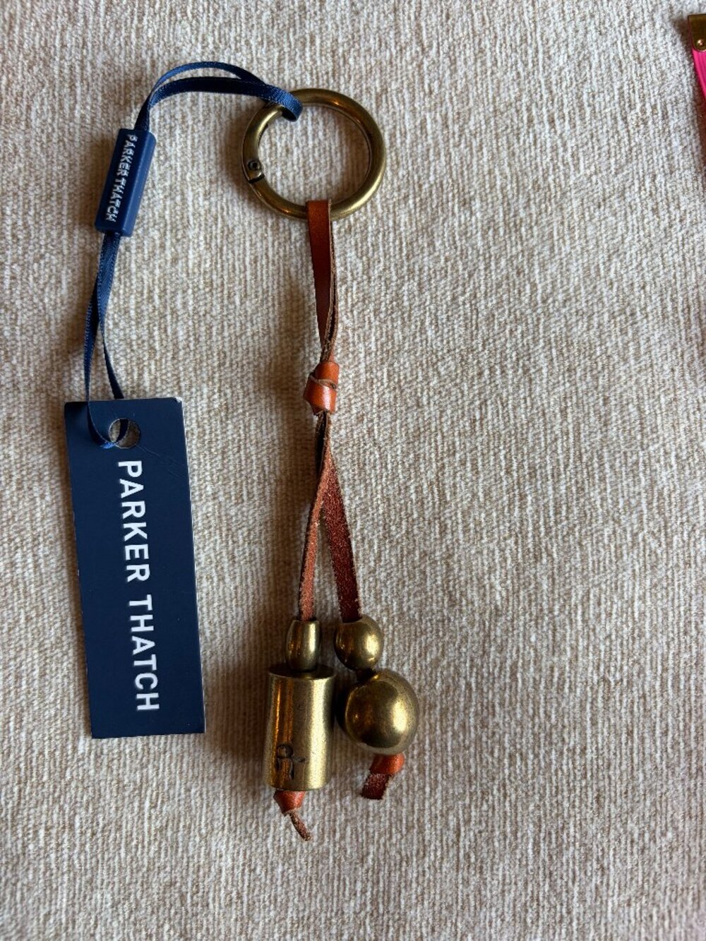 Parker Thatch Staggered Leather Bag Charm - Cognac